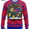 Buffalo Bills Mandalorian Baby Yoda Ugly Christmas Sweater – Blue Red Holiday Football Design