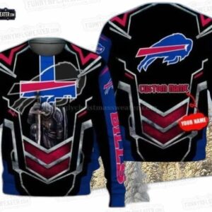 Buffalo Bills Warrior Graphic Ugly Christmas Sweater – Custom Name Football Holiday Gift