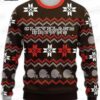 Cleveland Browns Flaming Skull Ugly Christmas Sweater – Gray Orange Gothic Football Holiday Gift