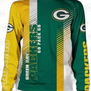 Green Bay Packers Go Pack Go Color Block Ugly Christmas Sweater – Green Yellow Football Holiday Gift