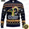 Los Angeles Rams Snowy Pine Forest Ugly Christmas Sweater – Blue White Football Holiday Gift