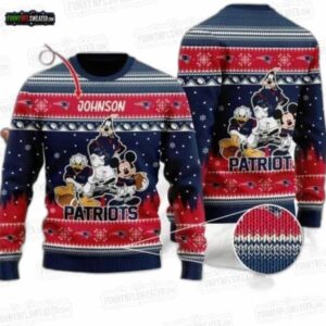 New England Patriots Donald Duck Ugly Christmas Sweater – Personalized Cartoon Football Holiday Gift