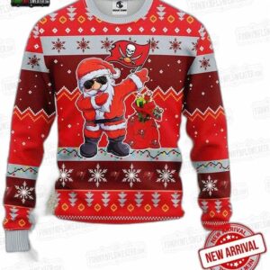 Tampa Bay Buccaneers Dabbing Santa Sack Ugly Christmas Sweater – Red Snowflake Football Holiday Gift
