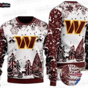 Washington Commanders Snowy Forest Ugly Christmas Sweater – Winter Football Holiday Gift